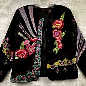 Allure Multi color Embroidered Embellished Jacket women’s size M Party